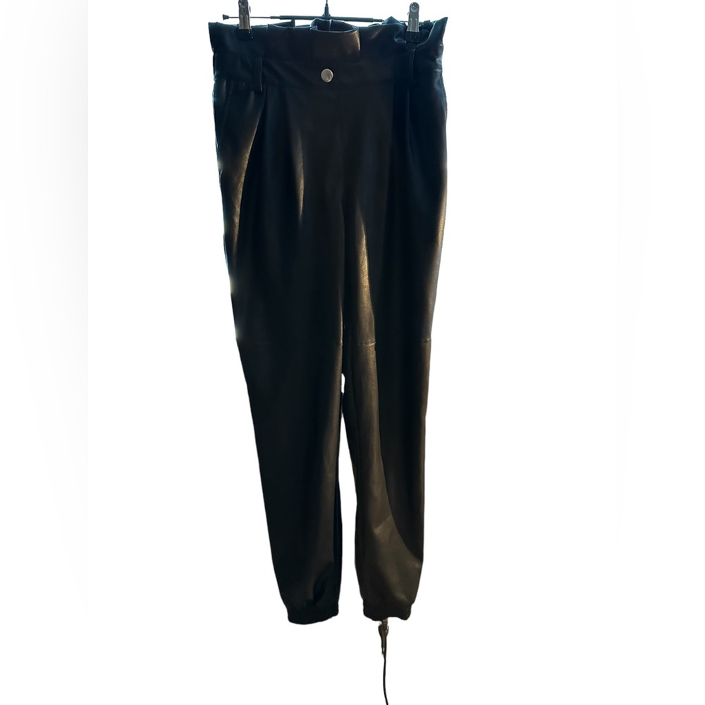 SO Faux Black Leather Pants,  Junior Size Medium With Pockets Stretchy Waist